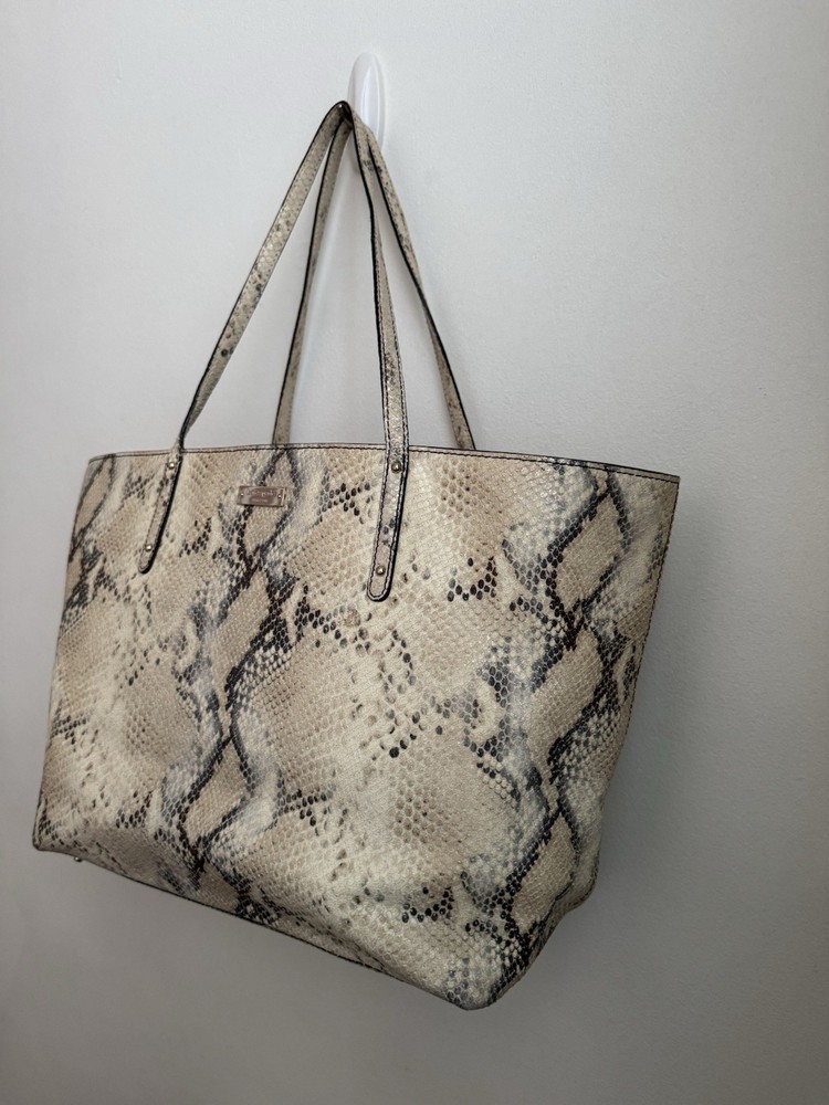 Kate Spade Embossed Snake Leather Small Tote With Gold Dot Lining