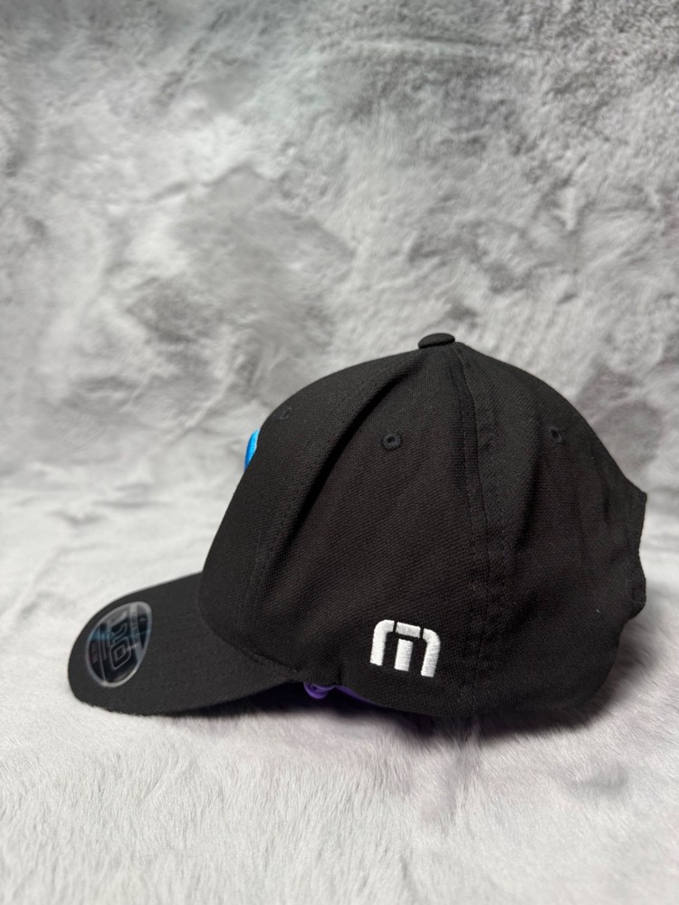 Travis Mathew Hat Cap Black Blue Snap Back Flex Fit Patch Logo Casual Adjustable