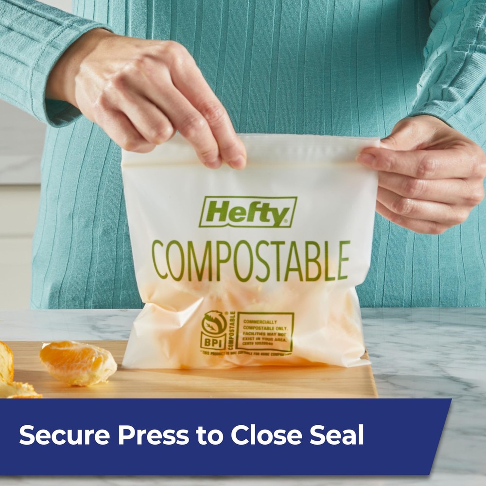 Hefty® Compostable Press-To-Close​ Sandwich 50 Count Sandwich, Clear