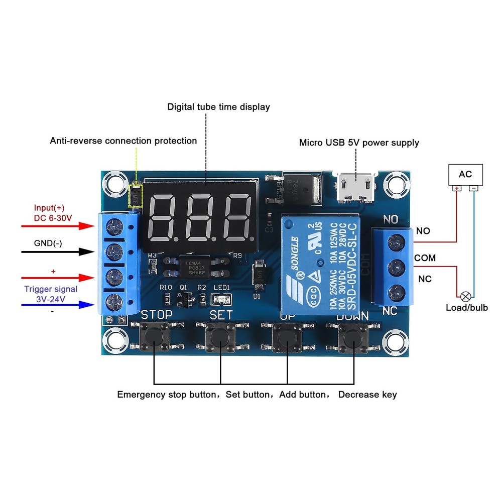 Coliao 4pcs DC 6-30V Timer Relay Programmable Delay Module as shown