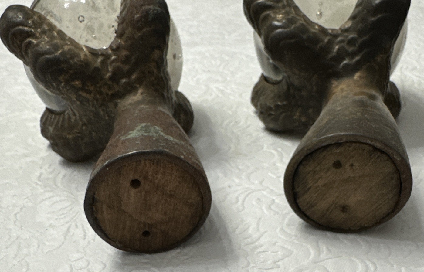 4 Glass Ball Cast Metal Dragon Claw foot feet 6" table legs Antique Victorian