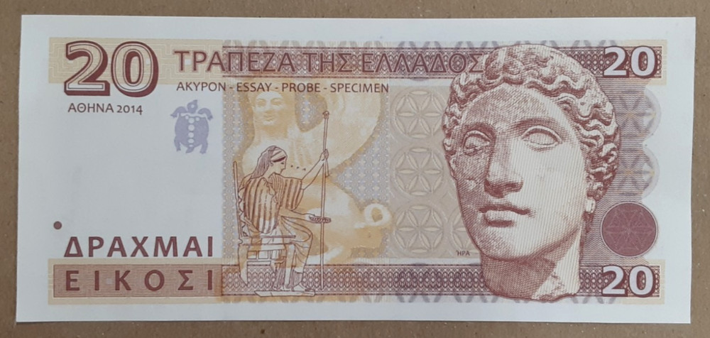 2014 Issue Greece 20 Drachmai Banknote SPECIMEN Crisp UNC