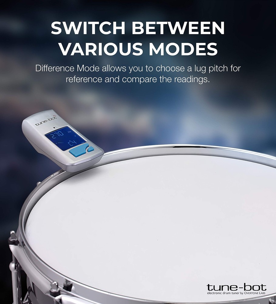Tune-Bot Gig Clip-On Digital Drum Tuner with Backlit Einheitsgröße, Silber