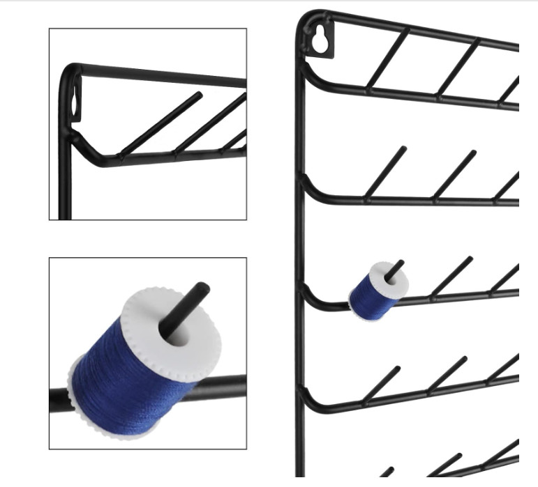 Wall-Mounted Thread Holder for 54 Spools - Metal Organizer (4 Pack)