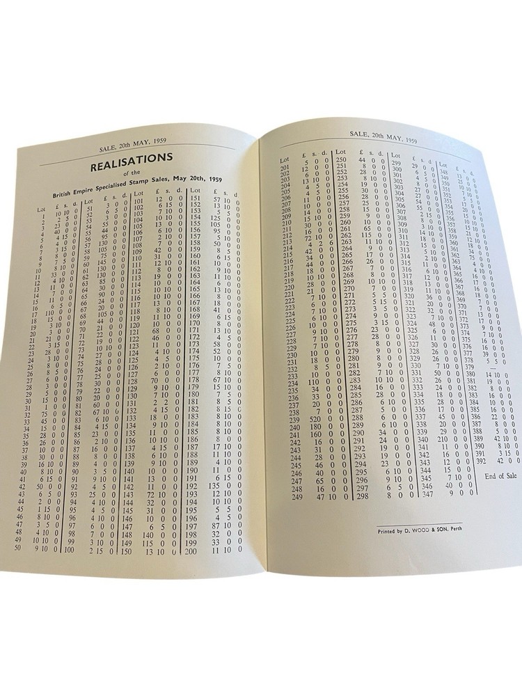1959 Robson Lowe 1914-18 War Stamps Prices Realised Part 2 & 3 Auction Sheets