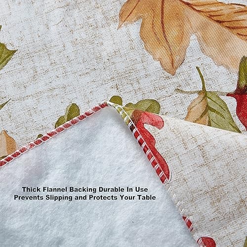 and Leaf Print Autumn Vinyl Flannel 102" x 60" (Rectangular) Rustic Fall Acorn