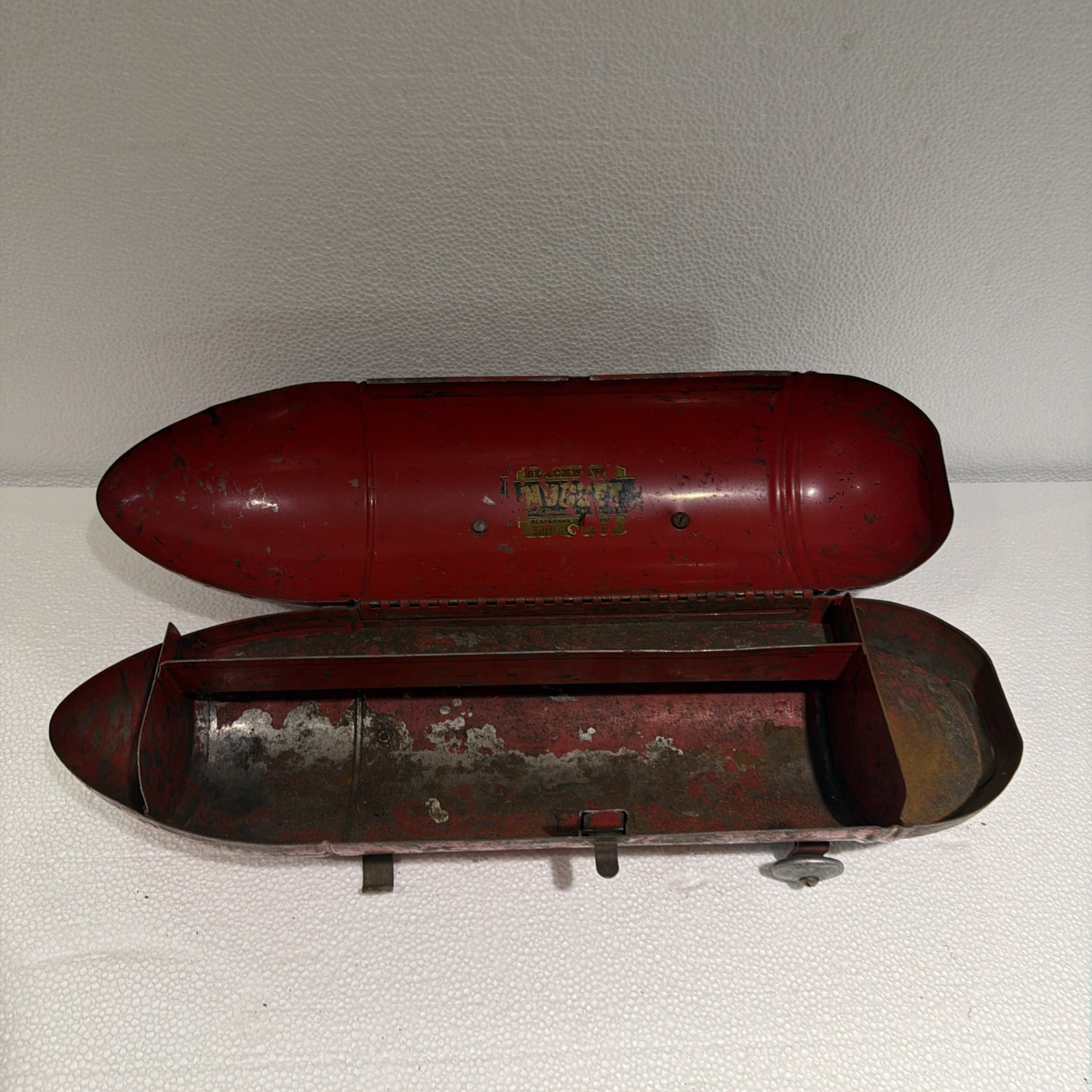 Vintage Blackhawk Torpedo Tool Box Garage Tools Hot Rod Red Rocket Style 1950's