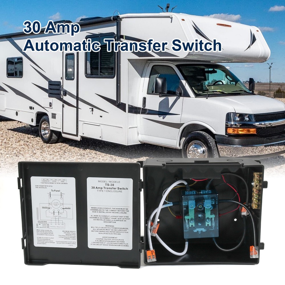 TS-30 30 Amp Automatic Transfer Switch For Inverter, shore power or generators