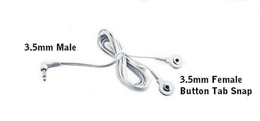 1 or 2 Tens Electro Shock Lead Wire Cable 3.5mm Plug and 3.5mm Snap Button Tabs