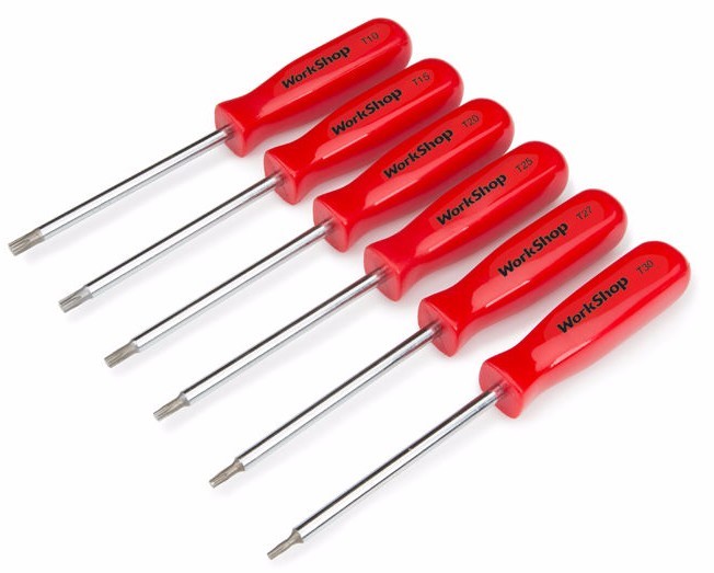 6 Pc. Star Screwdriver Set with Magnetized Tips and Storage Rack