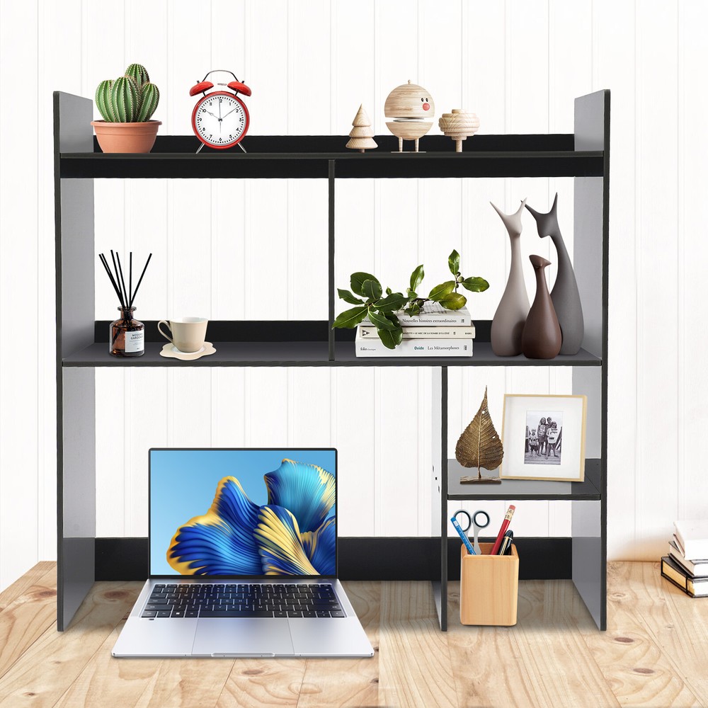 Desktop Bookshelf with 5 Compartments, Spacious Storage for Books
