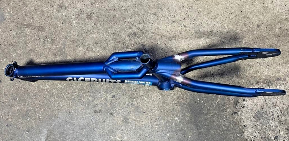 MAGICFRUITS Derringer BMX Aluminum Frame Blue Anodized Weld Repaired PlatformTyp