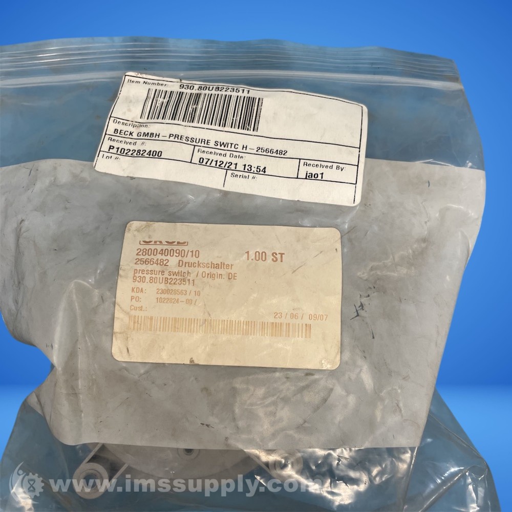 Beck 930.80UB223511 Pressure Switch FNOB