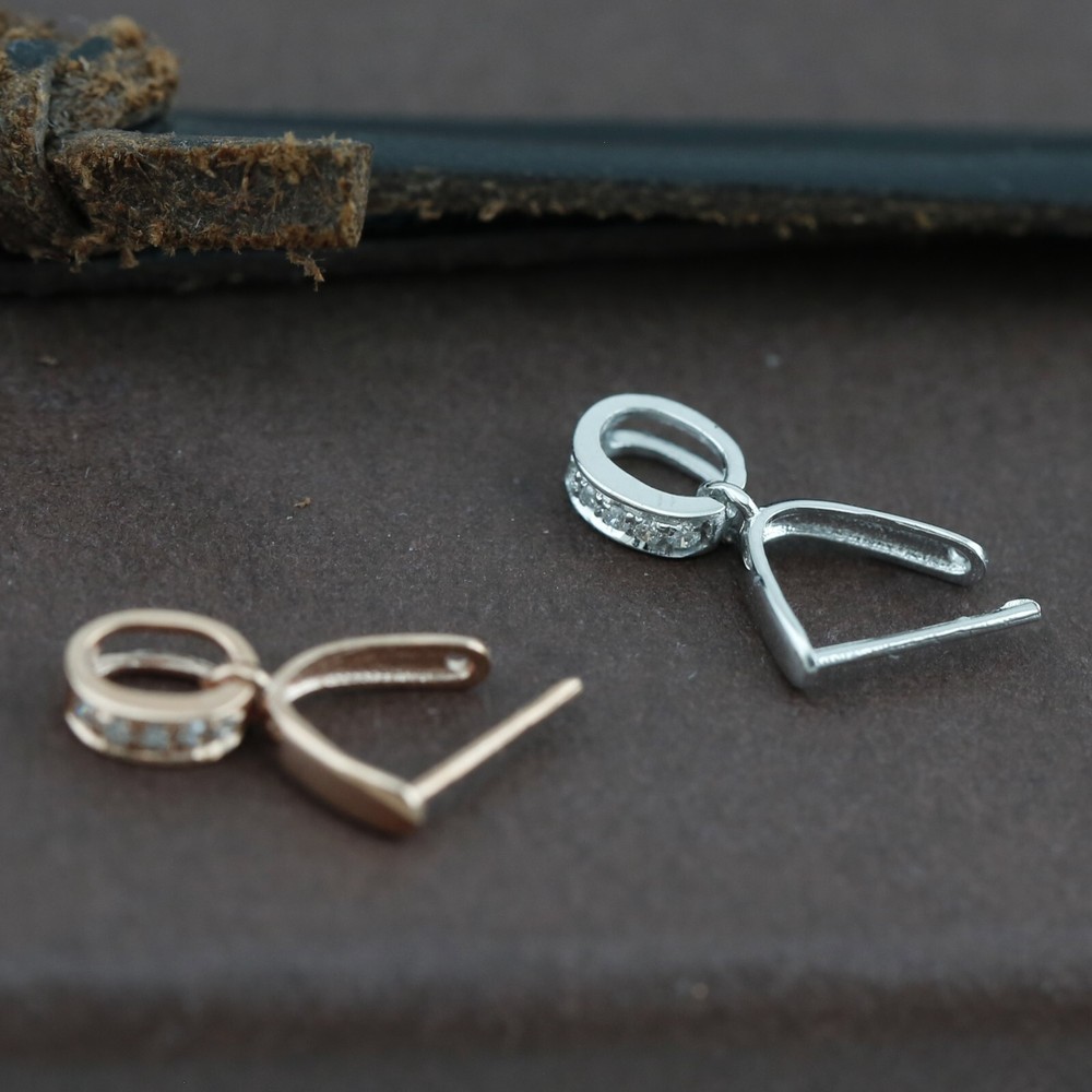 Genuine Solid 18CT Gold Diamond Jade Clip Bails