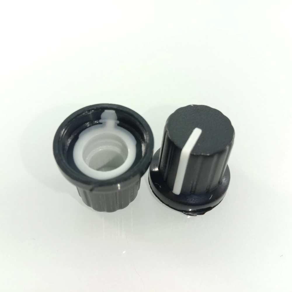 10pcs 6mm Diameter Shaft Hole Plastic Threaded Knurled Potentiometer Knobs Caps