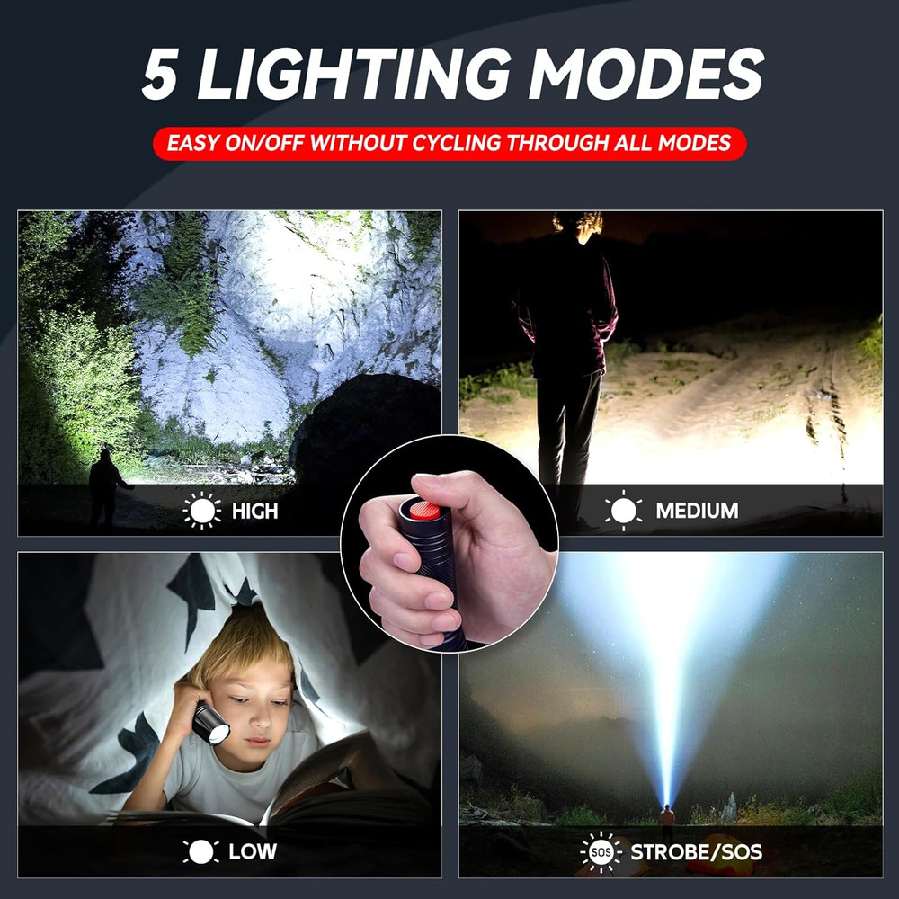 LED Flashlight High Lumens SR2000 Pro - 2 Pack Brighter Tactical Flashlights wit