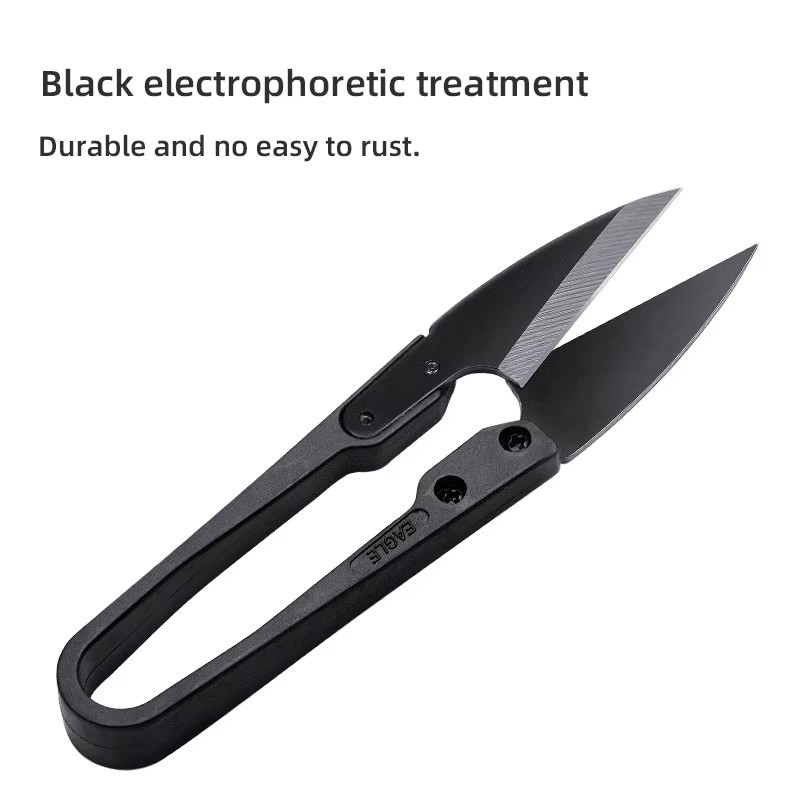 2pcs U‑Shaped Thread Scissors – Black Yarn Snips for Hand‑Sewing & Cutting - NEW