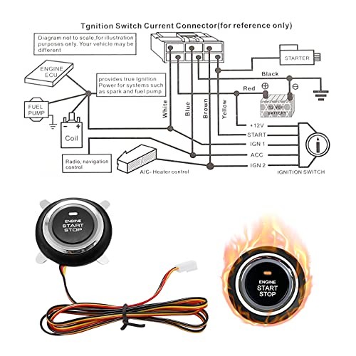 Smart RFID Push Engine Start Button kit & Keyless Entry Starter Systems to One
