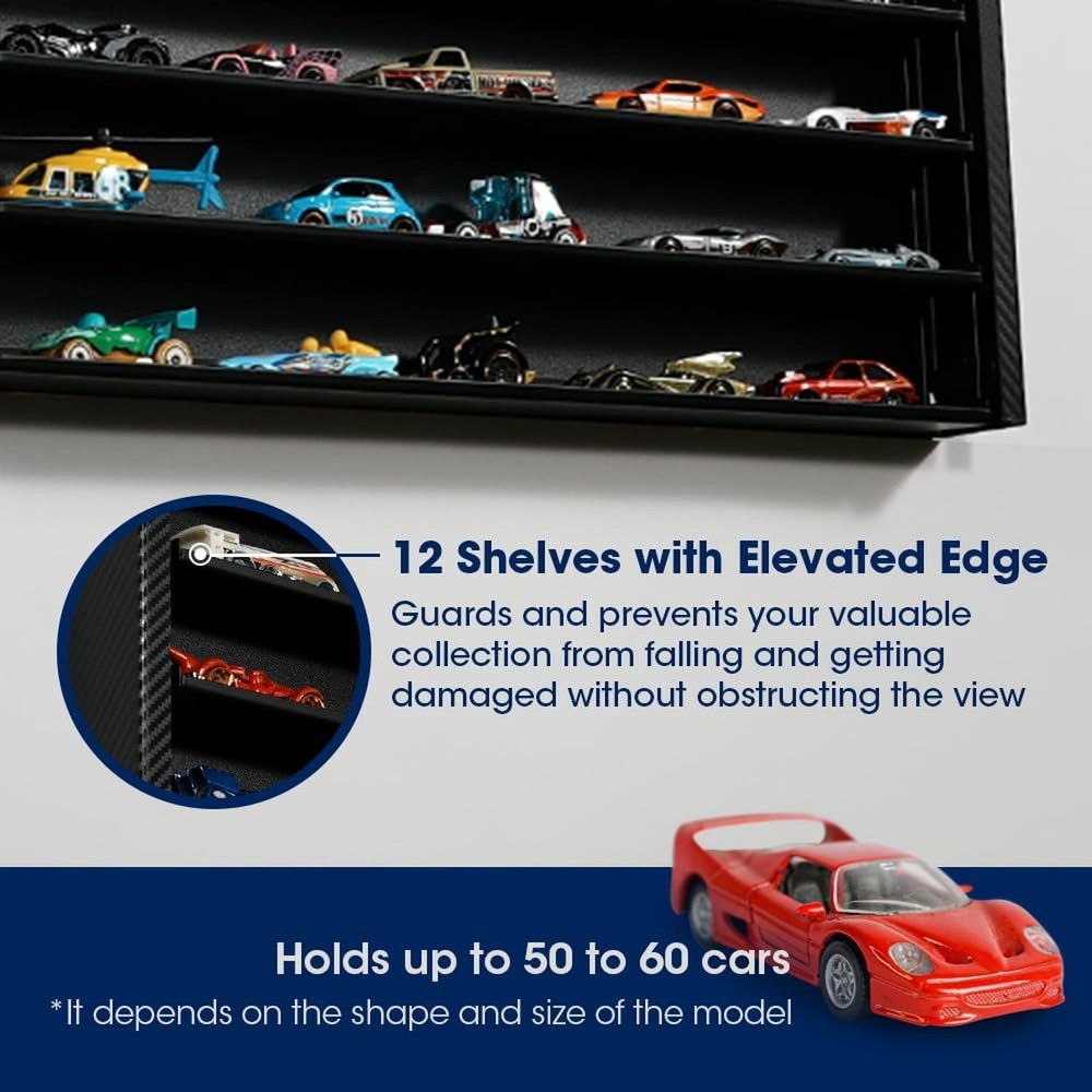 J JACKCUBE DESIGN Hot Wheels 1/64 Scale Diescast Display Rack, Wall Mount Met...