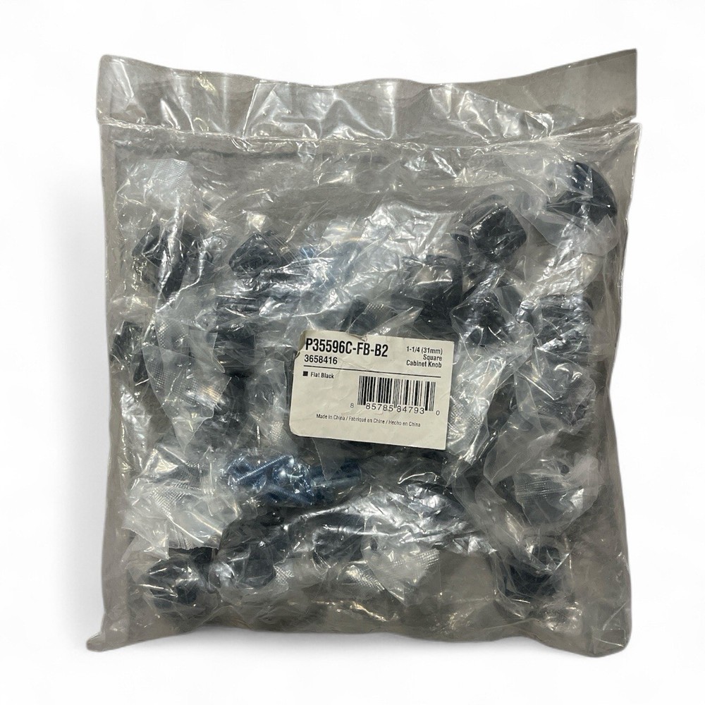 Franklin Brass 1-1/4 in.Matte Black Soft Square Cabinet Drawer Knobs (24 Pack)PT