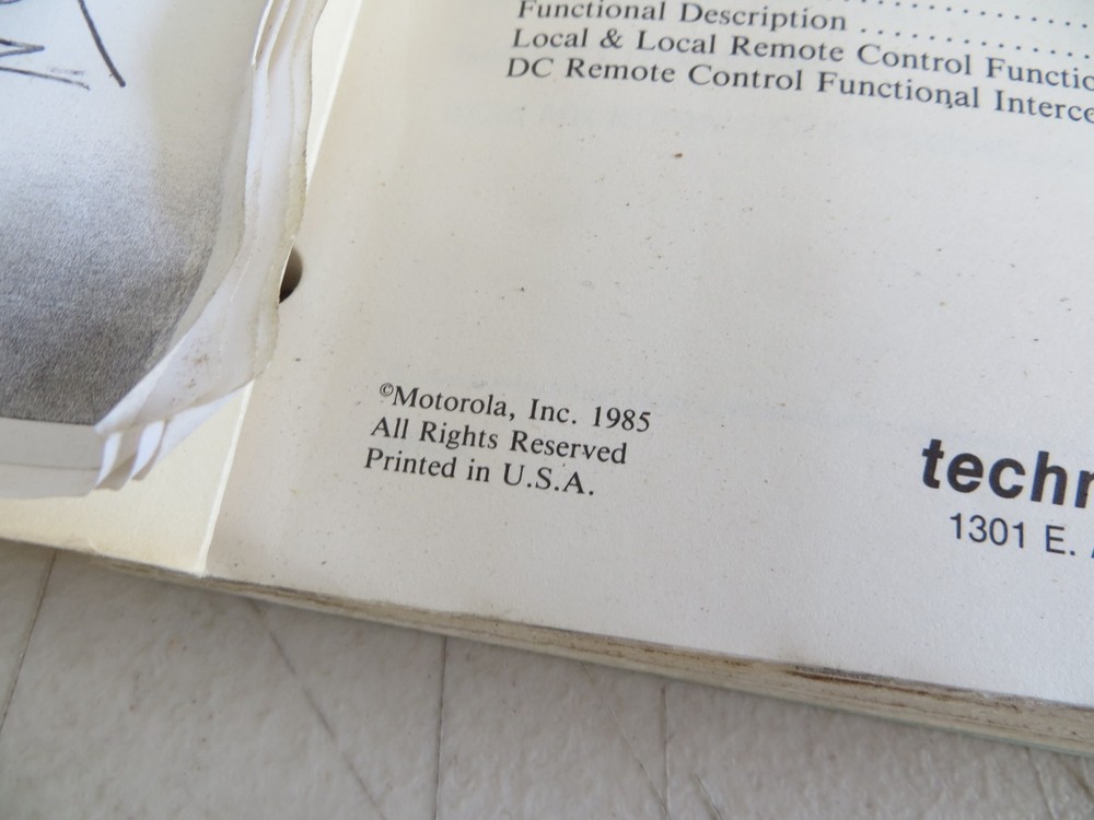 Motorola Flexar Base Station Instruction Manual 1985