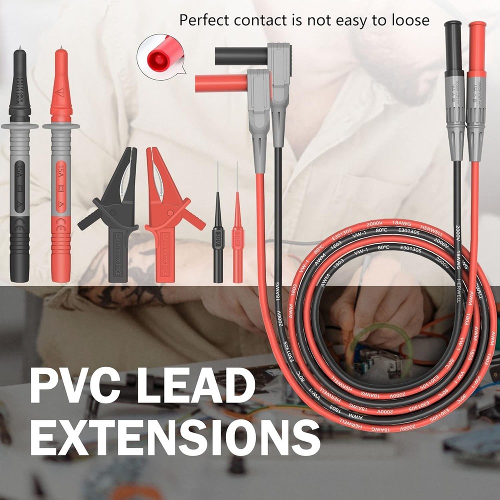 Test Leads Set HANDSKIT Double Insulated Electrical Multimeter Test Lead Kit, Te