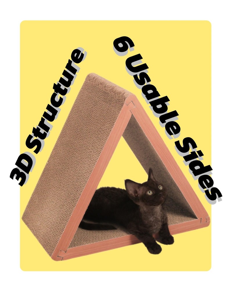 Cat Scratcher Cat Scratching Board - Foldable - Triangle, 6 Usable Sides Scra...