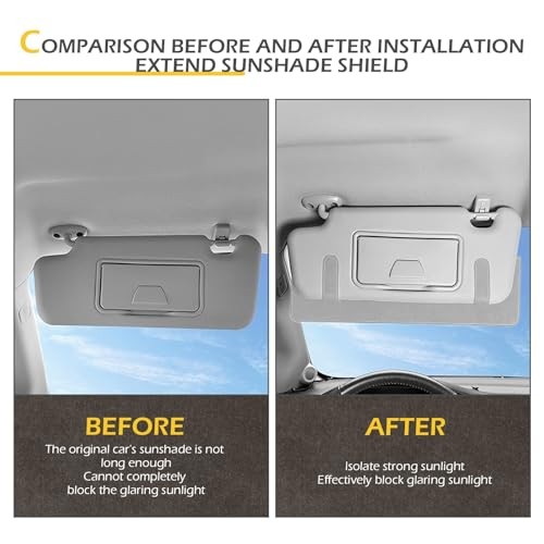 Sun Visor Extender for Car, Double Metal Snap Length Adjustable 1 PC Gray