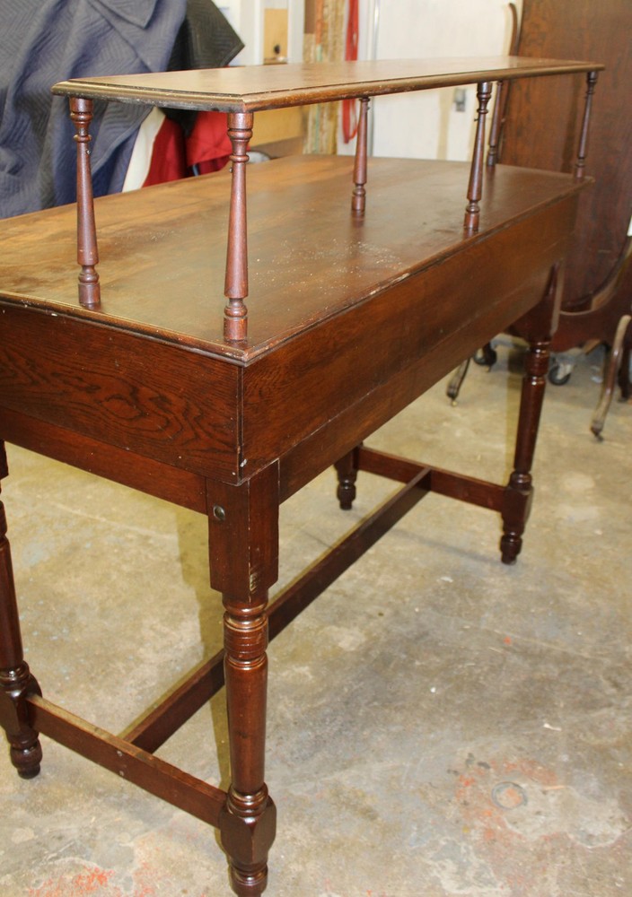 Antique Oak Standing Desk with Shelf