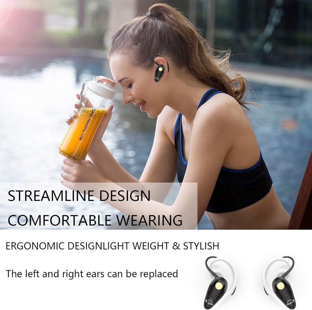 Bluetooth Headset, V5.0 Ultralight Wireless Headphone Cell Phone Black
