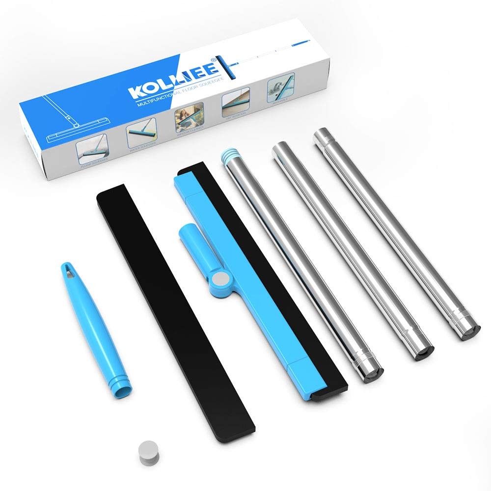 KOLLIEE Floor Squeegee Adjustable 59'' Long Handle Blue Squeegee,