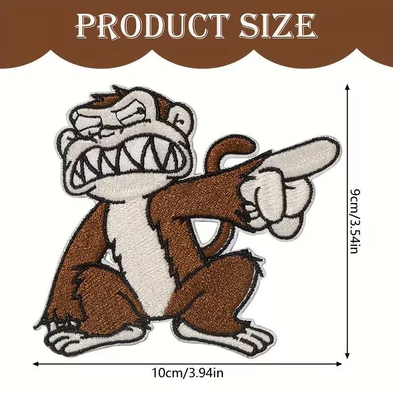 Monkey patch Embroidered Monkey Patch - Humorous DIY Iron-on or sew-on