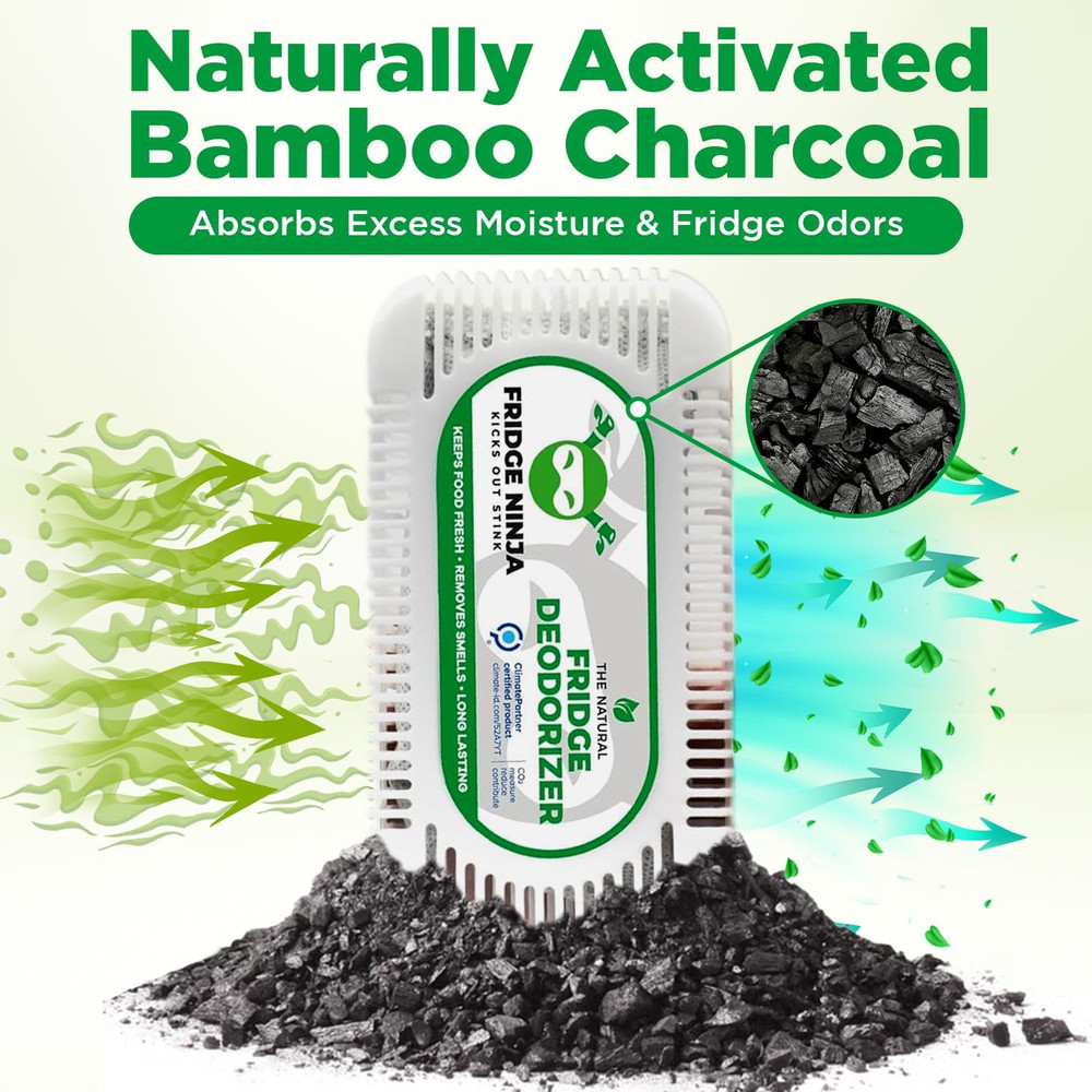 Fridge Ninja Fridge Deodorizer (2 Pack) - More Effective than Baking Soda - Natu