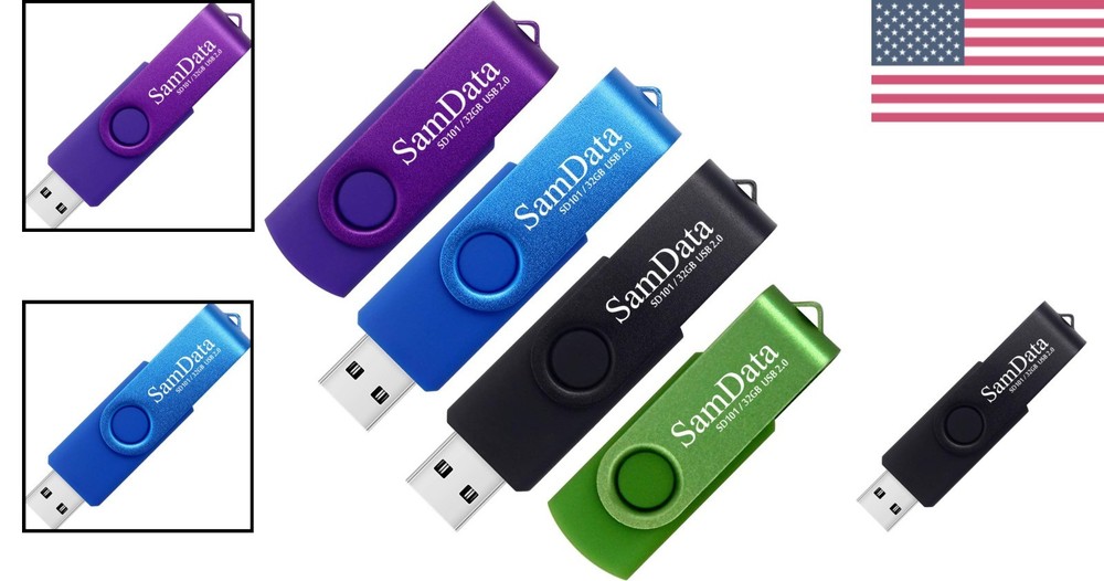 4-Pack 32GB USB Memory Sticks with LED Indicator for Fast Data Backup & Transfer