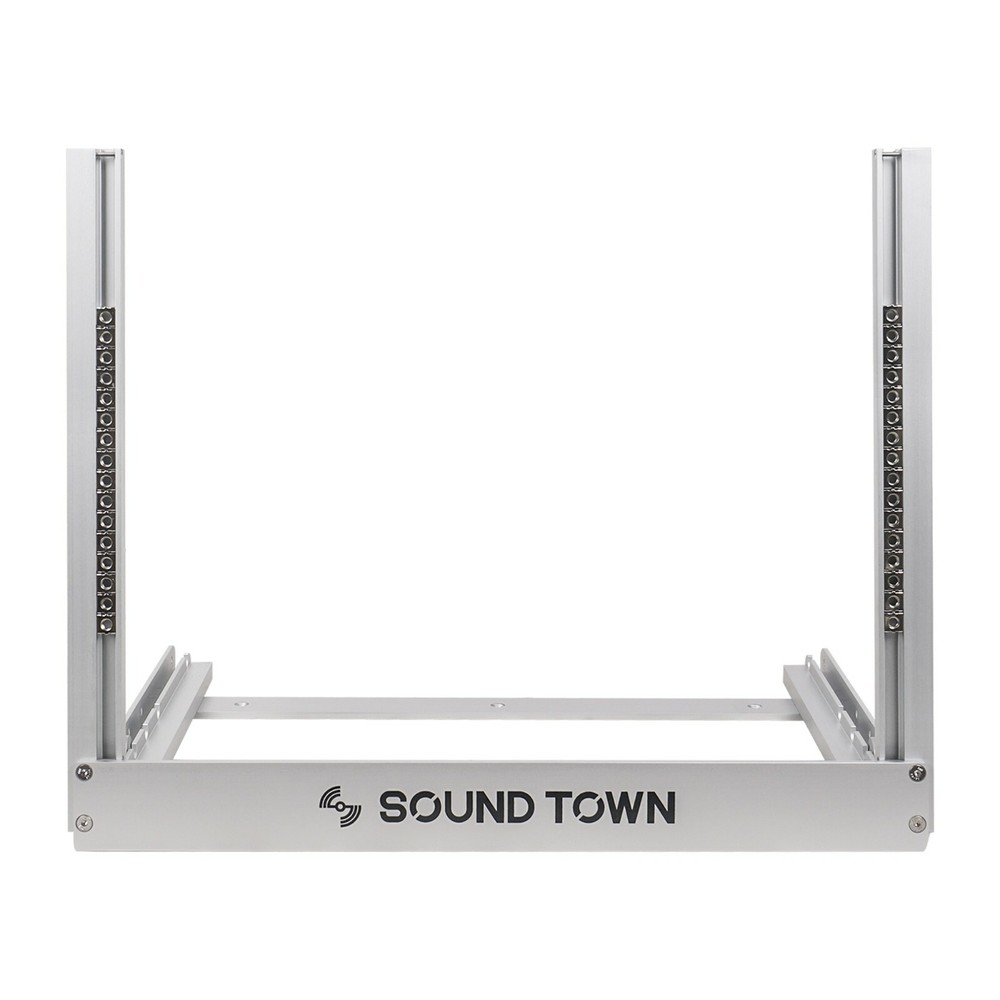 Sound Town 8U Aluminum 2-Post Desktop Open-Frame Rack, Angle Adjustable 2PF-8A