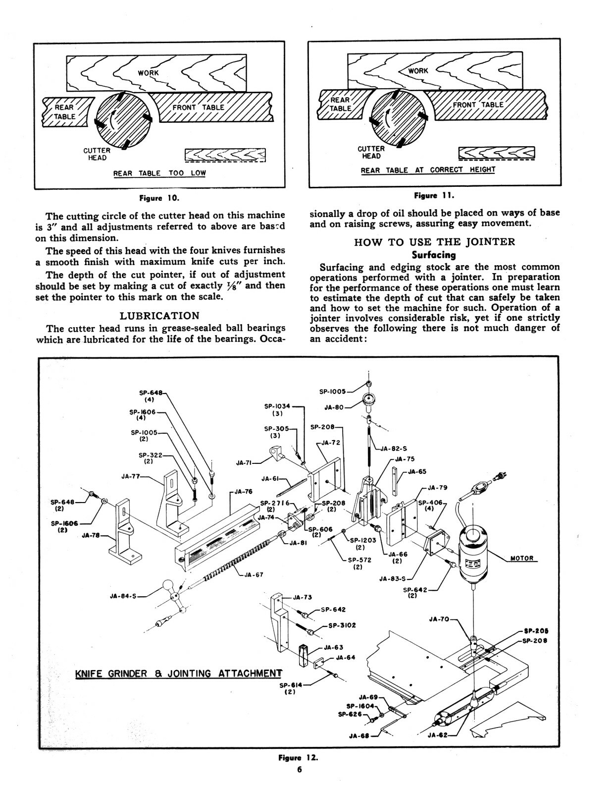 Delta 8" Jointer Older Style Instruction & Parts List Manual See Descript. #1899