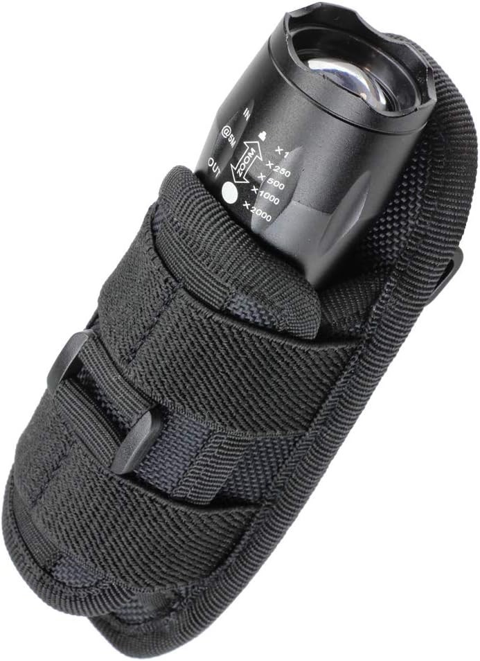 Tactical Flashlight Pouch Holster, Rotatable Flashlight Holder Belt Clip Tact...