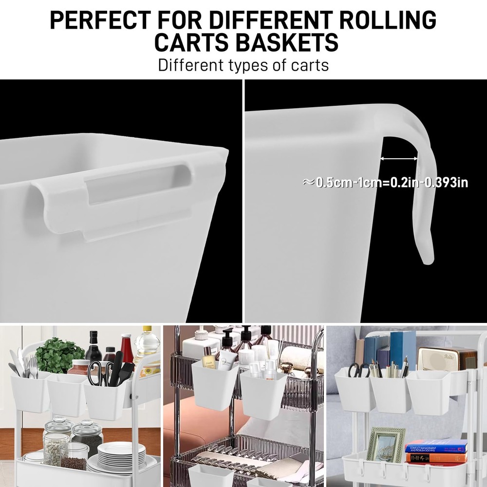 5 Pack Hanging Cup Holders Multipurpose Rolling Cart Accessories Utility