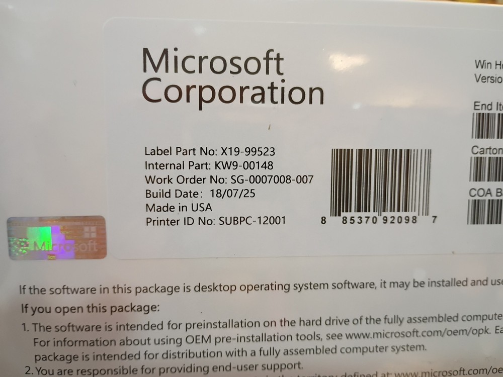 Microsoft Corporation Win Home 11  64bir Version 24H2