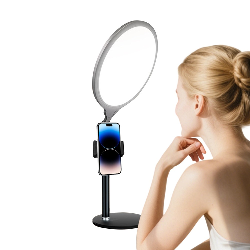 Desk Ring Light Full-Screen Dimmable with Phone Holder Selfie LED