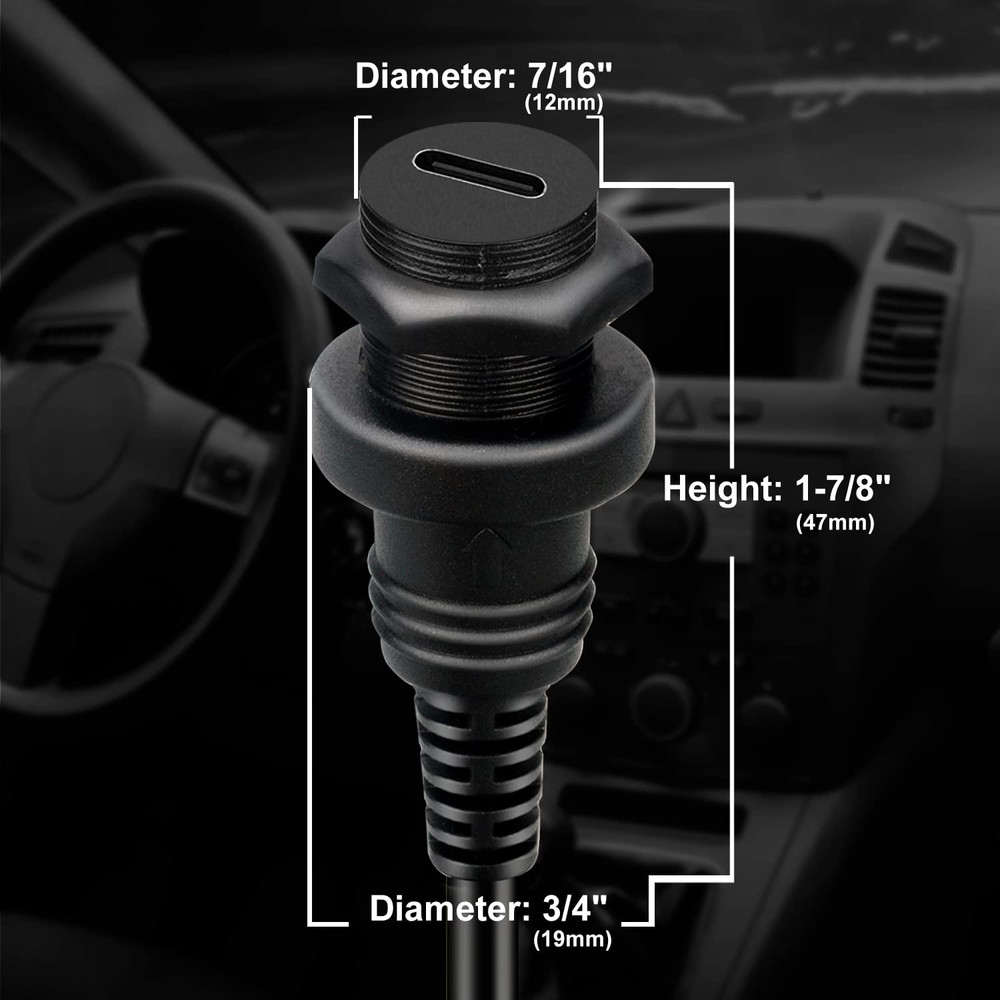 5/8" round Hole Small Type C 3.1 Car Flush Mount Cable USB C 3.1 Panel Mount Mal