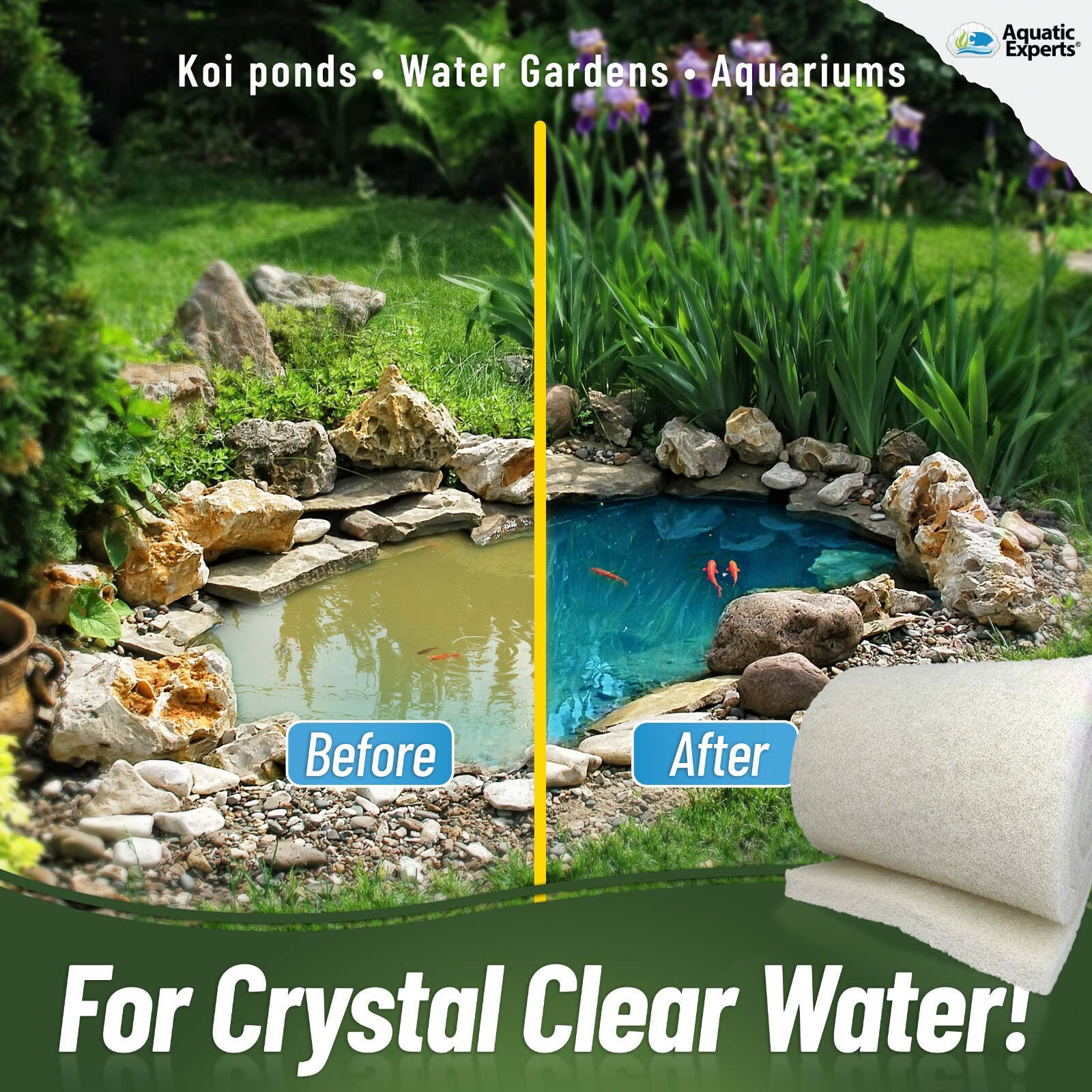 Classic Koi Pond Fine Filter Pad Durable White Bulk Roll Media - 3/4" - 1" Thick