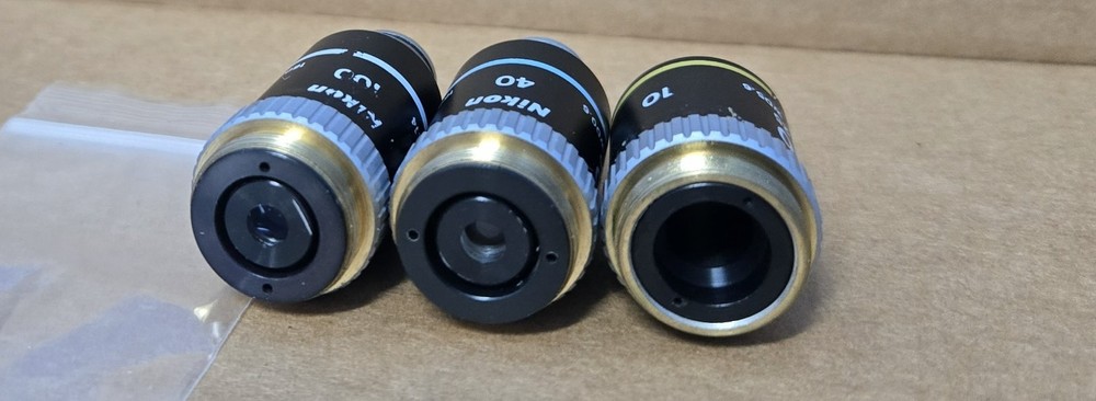 Nikon microscope Lens Objectives 10X / 40X / 100X (INV02-BINY001B)