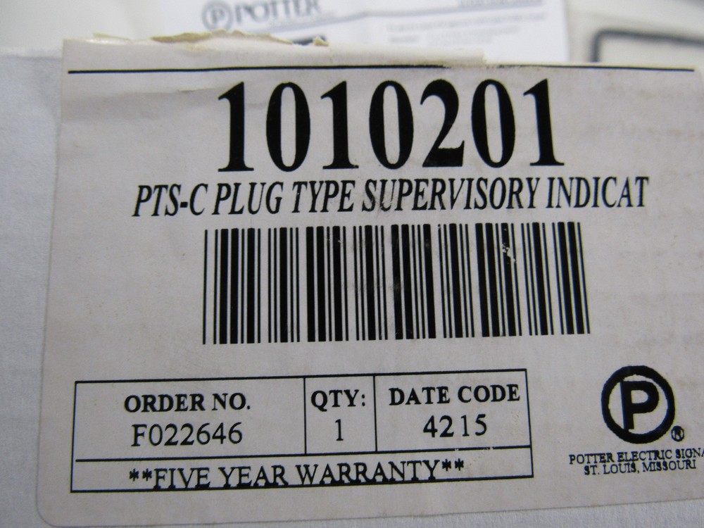 Potter 1010201 PTS-C Supervisory Indicator Type Switch Plug New in Box