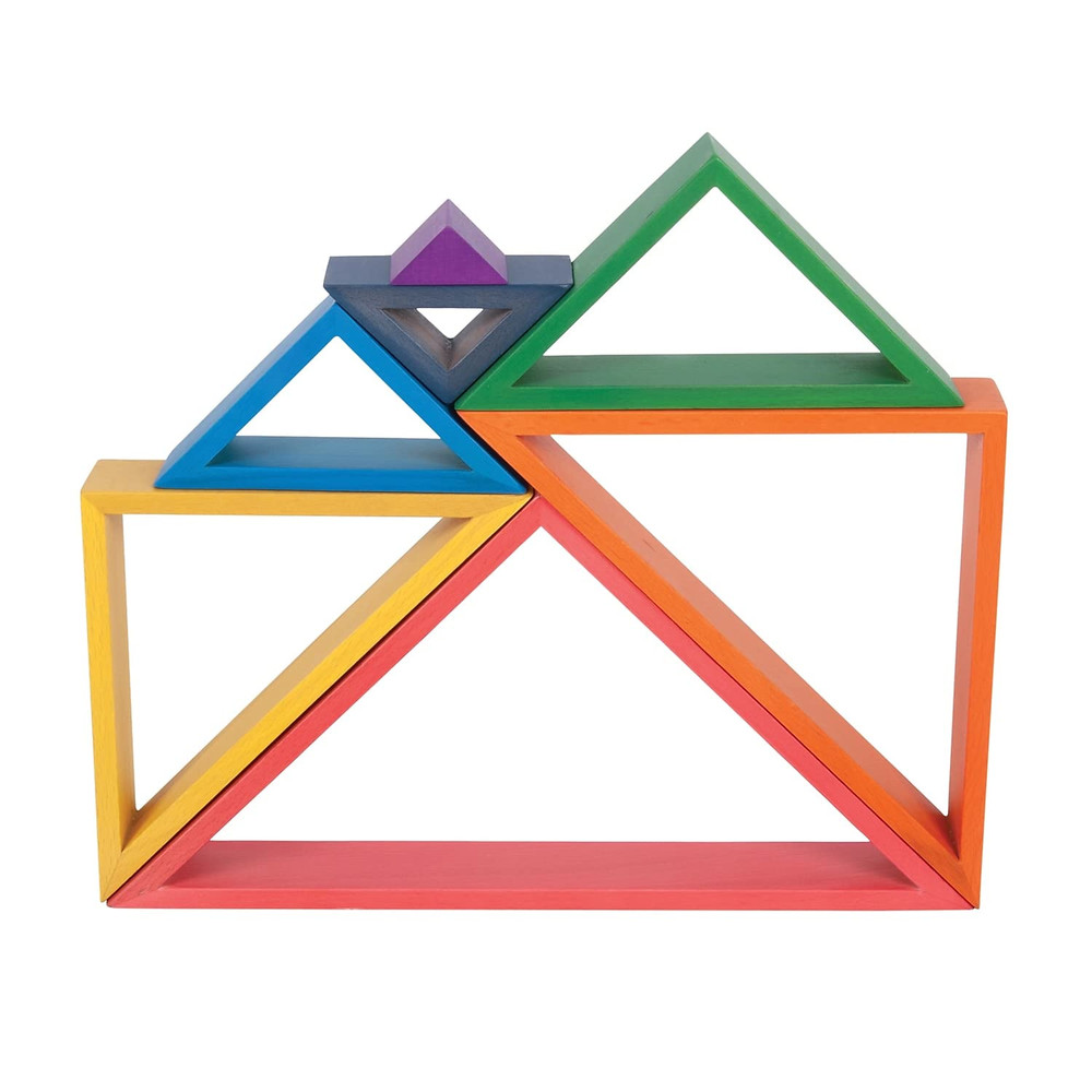 - 73418 Wooden Rainbow Architect Triangles - Nesting Puzzle - Stacking Blocks fo
