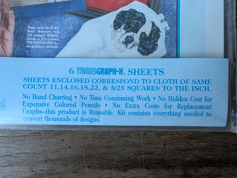 NOS TRANSGRAPH-X Design Your Own Counted Needleart 6 Plastic Graphs