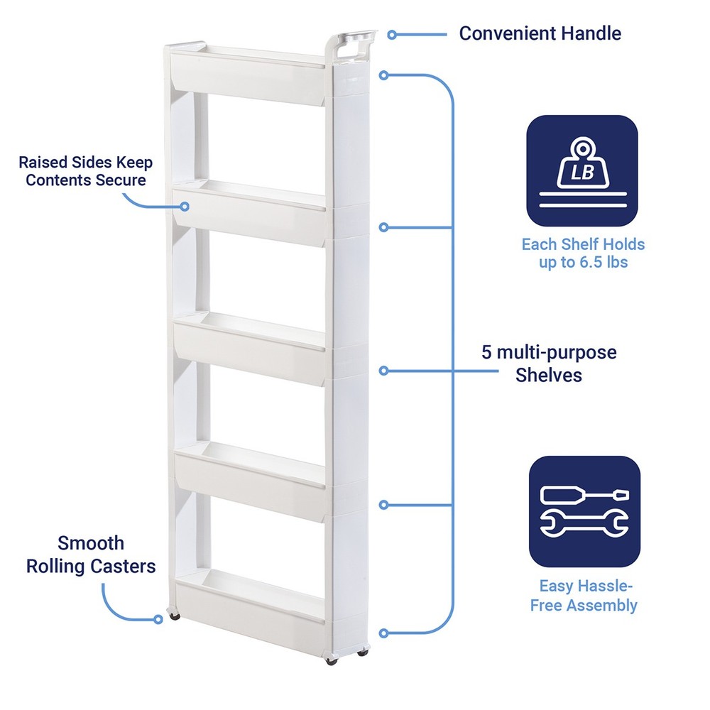 Slim Storage Cart 5 Tier