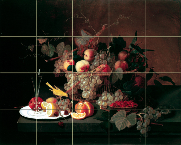 Art Severin Roesen Grape Fruit Wine Mural Ceramic Backsplash Bath Tile #1849