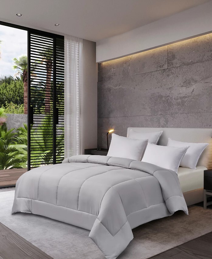 Royal Luxe Reversible Down Alternative Comforter,-King White/Platinum T4103995