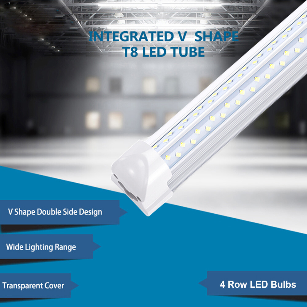 10Pack 8Foot 120W Integrated Led Light Bulbs T8 8FT Led Shop Light Fixture 6000K